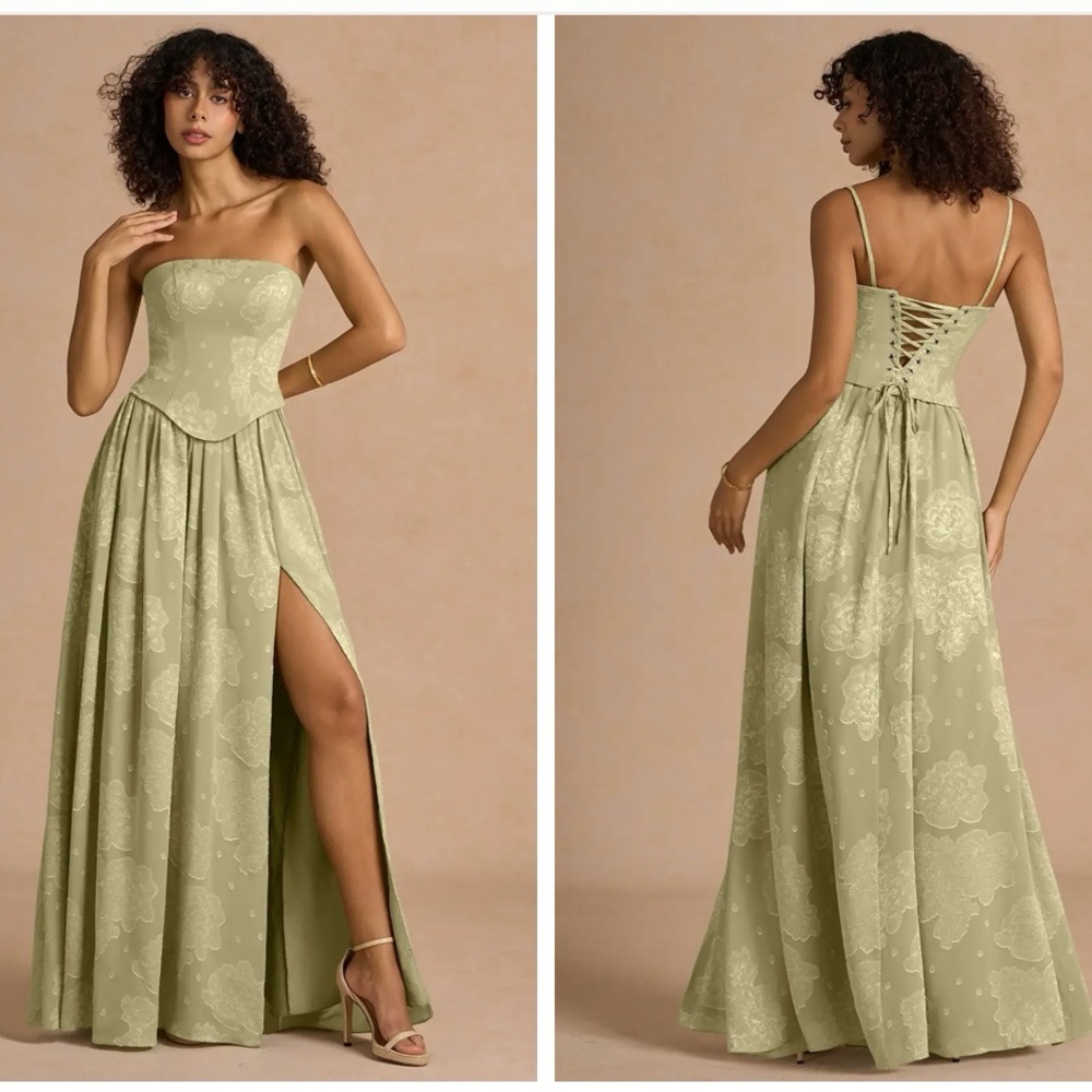 Elegant Celadon Strapless Dress